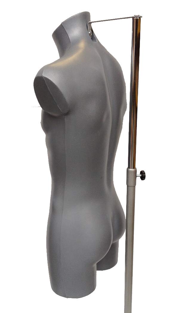 Schaufensterpuppe für Männer, für Kleidung, Bademode und Shopfitting mit Metallständer, Cremefarben/Fleshtone
