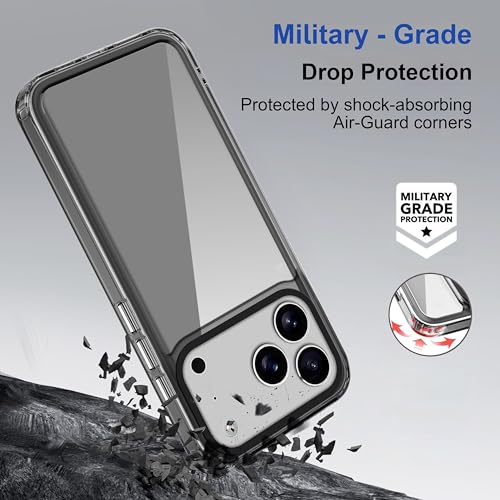 Image of Zapcase Back Case Cover for iPhone 17 Pro | Compatible for iPhone 17 Pro Back Cover | Case Cover with Camera Protection | (TPU + PC | Translucent Black)