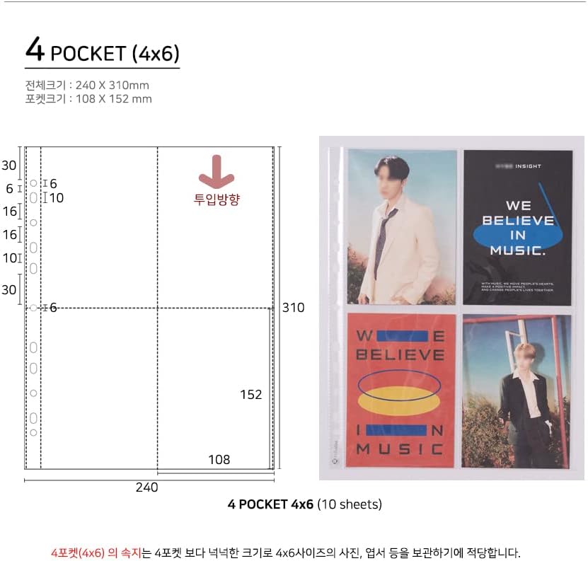 Miniatura 3 de 4 bolsillos de 4 x 6 (4.2 x 6), 10 hojas, 32 tipos de fundas de bolsillo transparentes, páginas de repuesto para álbum de fotos para tarjetas de