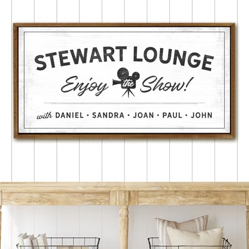 Custom Big Personalized Movie Night Theater and Lounge Sign Framed Canvas Wall Art for Theater Game Room Decorations 10