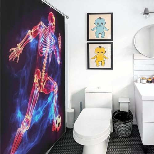 Rideau de douche football anti-éclaboussures en tissu polyester imperméable - 3