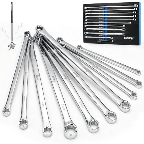 Image of DISEN 10 PCS Extra Long Wrench Set, Double Box End Wrench Set with a Magnetic Pickup Tool