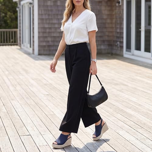 Image of Tilocow Espadrilles Wedges for Women Open Toe Ankle Strap Platform Dressy Casual Sandals Travel Slides