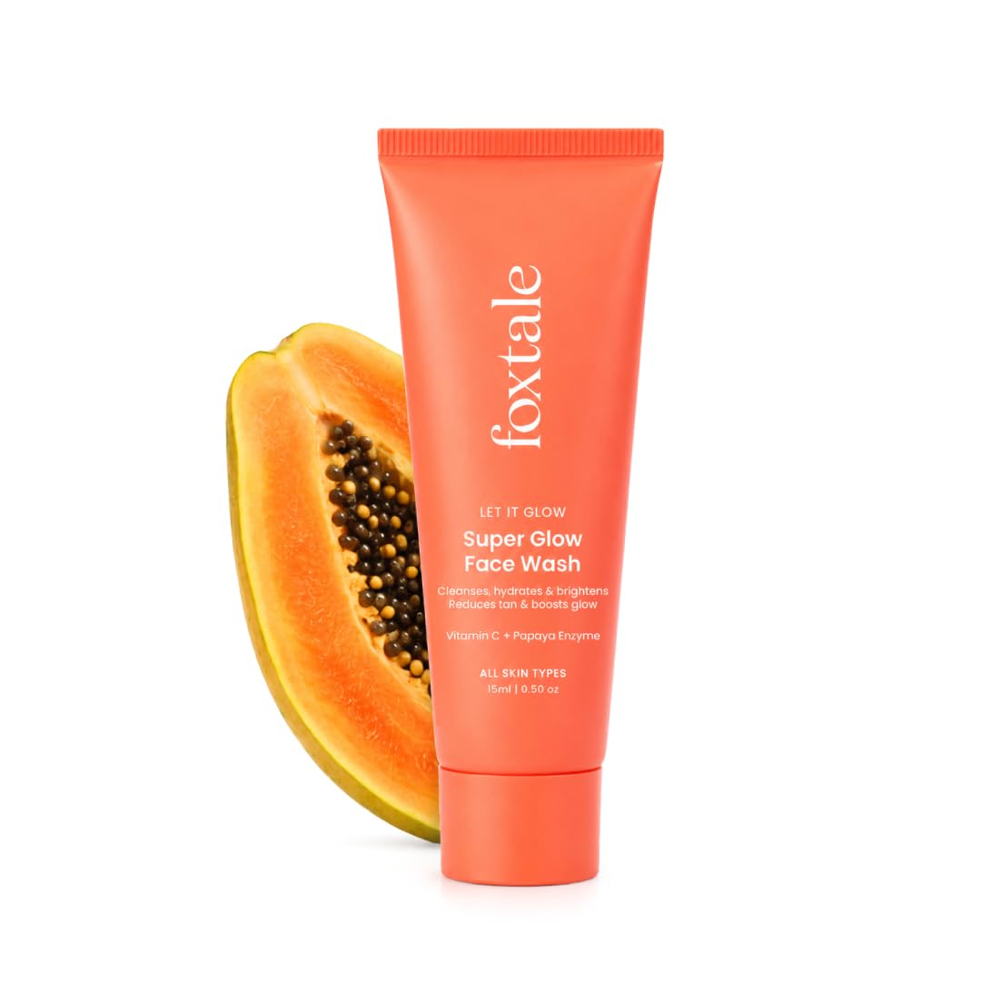 Foxtale Vitamin C Super Glow Face Wash with Papaya enzyme | Reduces Tan | Boosts Glow | Gently Exfoliates & Brightens Skin | Reduces Pigmentation | Face Wash for Men & Women- 15ml-image-24