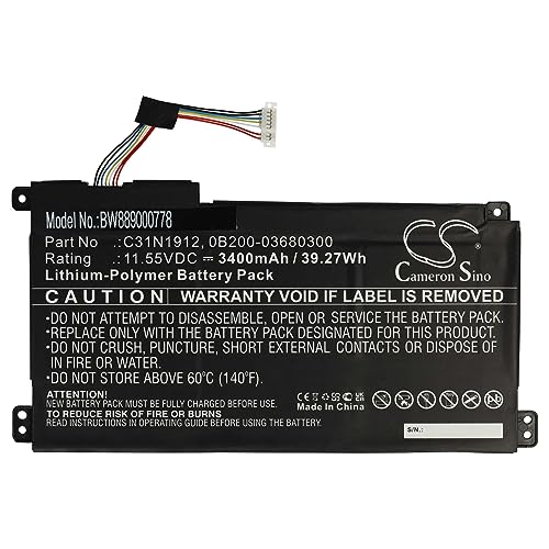 Image of vhbw Battery Replacement for Asus 0B200-03680300, C31N1912 for Laptop (3400 mAh, 11.55 V, Li-polymer)