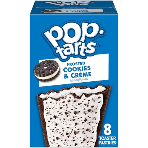 Pop-Tarts Pasteles tostadores, alimentos para el desayuno, aperitivos para niños, galletas heladas y crema, caja de 13.5 onzas (8 Pop-Tarts)