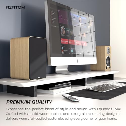 AZATOM Equinox 2 M4 Powered Bookshelf Hifi Speakers, 2.0 Active, Bluetooth, Wired, Wooden Enclosure, Perfect for Music, Vinyl records, Home Theatre, Gaming, Laptops, PC, 80 Watts (Oak) - Image 5