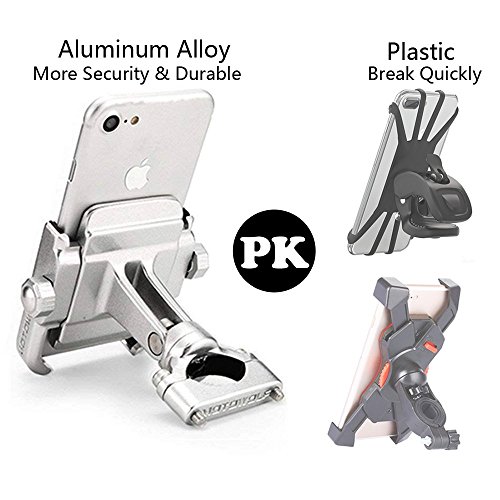 2022 Vicelecus Motorcycle Phone Mount, Adjustable Anti Shake Metal Bike Phone Holder For Iphone 13 Plus Samsung Galaxy S21 S20 S10 Gps Silver #TOP5