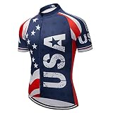 Team USA Club Men Cycling Jersey Short Sleeve Breathable Quick Dry,Bicycle Jersey,Biking Shirt Size L