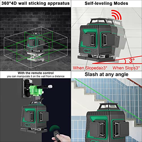 Kreuzlinienlaser 25M, THL&INEW kreuzlinielaser grün selbstnivllierend 4 x 360° Mit magnetischer Wandhalterung, 4D 16 Liien, IP 54 Linienlaser Vertikale und Horizontale Linie (16Linienlaser) - Image 8