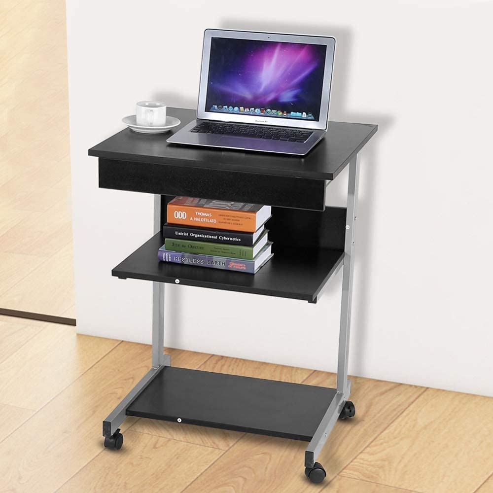Stickable Computer Desk Rolling Computer Desk With Drawer Costway Large Foldable Sewing Table