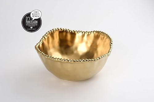 Miniatura 8 de Pampa Bay Cuenco mediano profundo de porcelana chapada en titanio, 8.5 pulgadas, tono dorado mate, horno, congelador, apto para lavavajillas