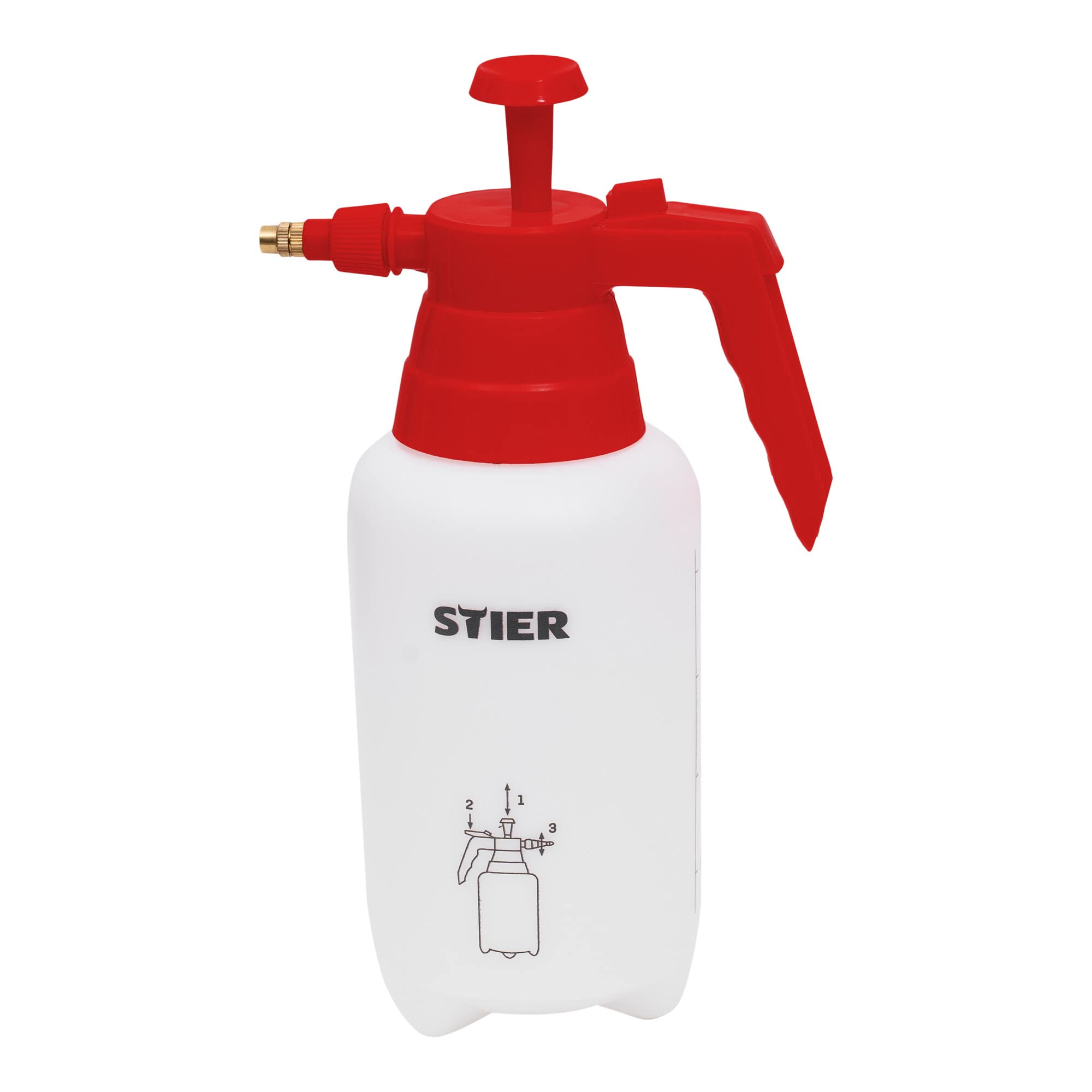 STIER Pumpsprühflasche für Reiniger oder Wasser, 1 L, verstellbare Messingdüse, unbeschriftet, leer, leicht befüllbar