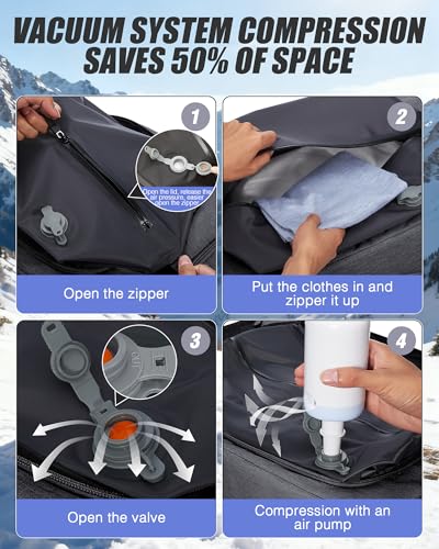 Image of Ski Boot Bag Black Ski and Snowboard Boots Backpack for Ski 60L Vacuum Travel Backpacks with Pump Waterproof Snowboard Boot Bagfor Helmet, Goggles, Gloves, Skis, Snowboard & Accessories