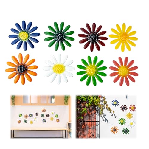 gexuamz Decoration Murale Metal,Décoration Extérieure Jardin,3D Fleur Décorative en Métal,Décoration Marguerite en Métal pour Salon Extérieur Barrière...