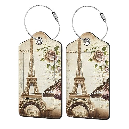 Étiquette de bagage Paris en cuir PU avec boucle en acier