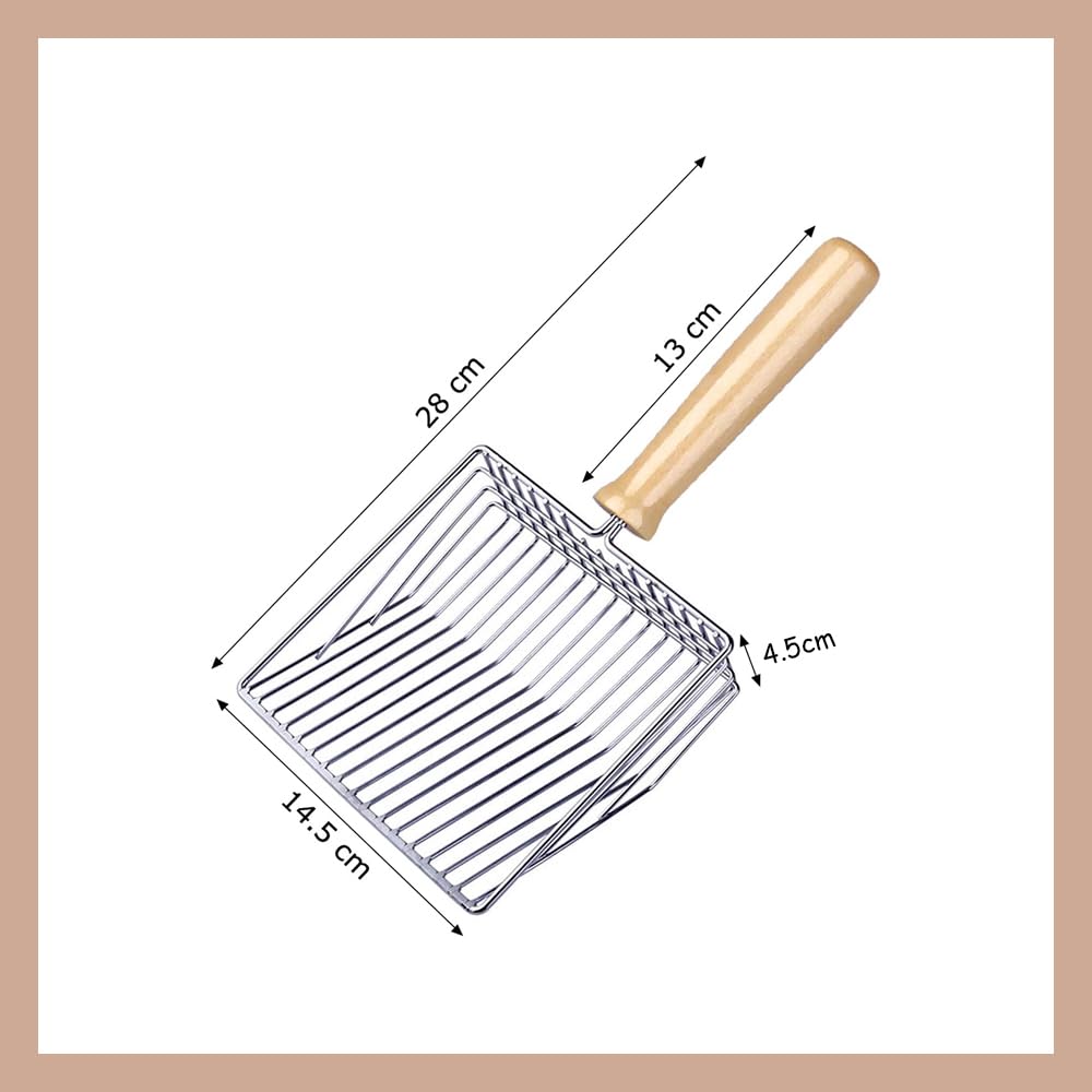 HUATEEN Wooden Handle Metal Cat Litter Scoop - Image 3