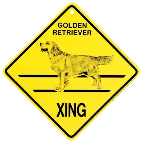 New Metal Tin Sign Golden Retriever Dog Xing Caution Crossing