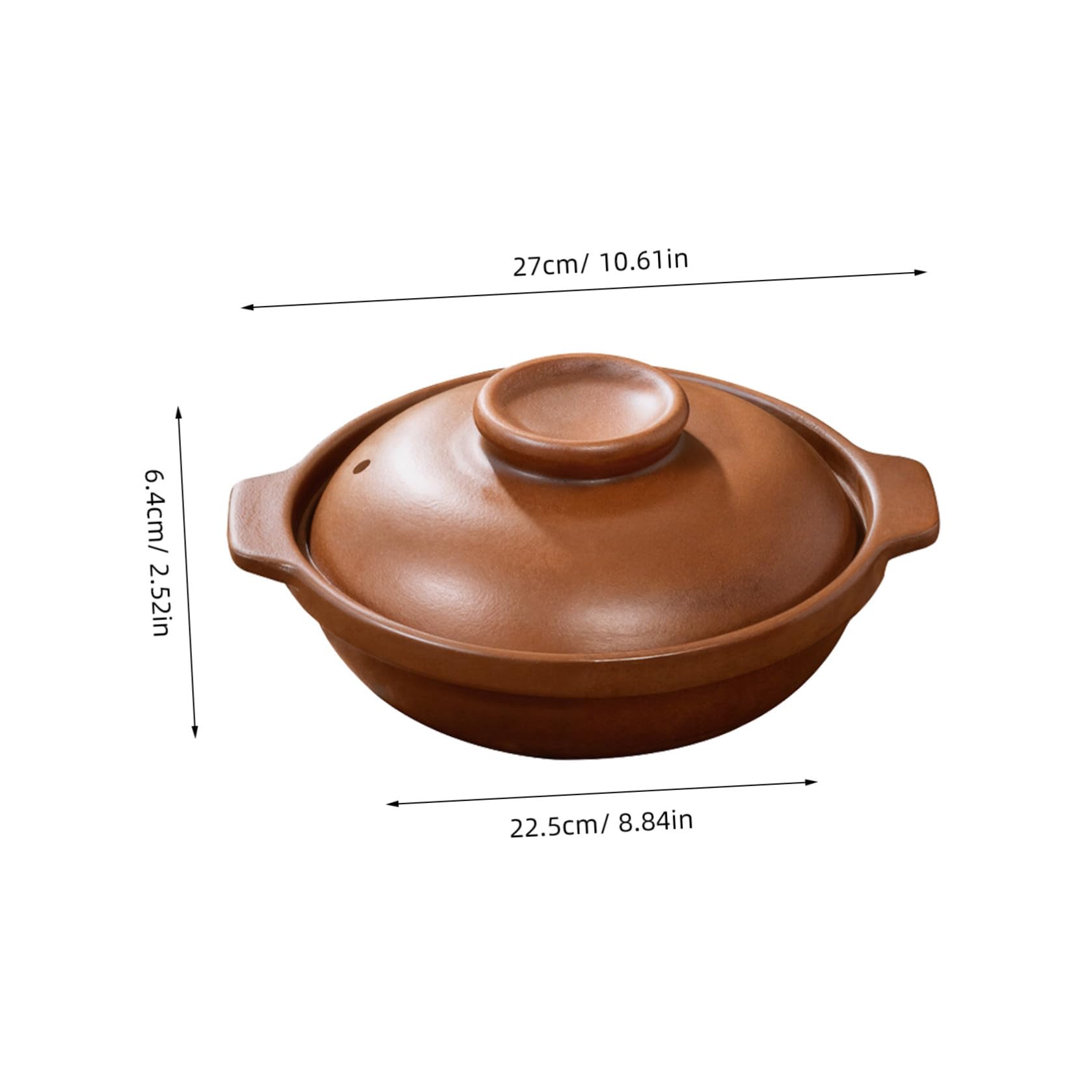 Olla de Barro con Tapa 1, 3 L de Arcilla Marrón para Cocina