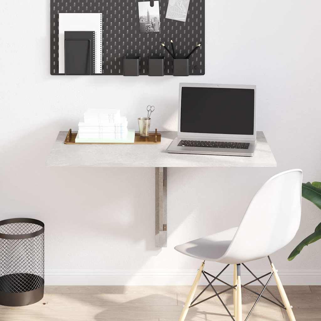 vidaXL Tavolino Muro Pieghevole Grigio Cemento 100x60x56cm Multistrato