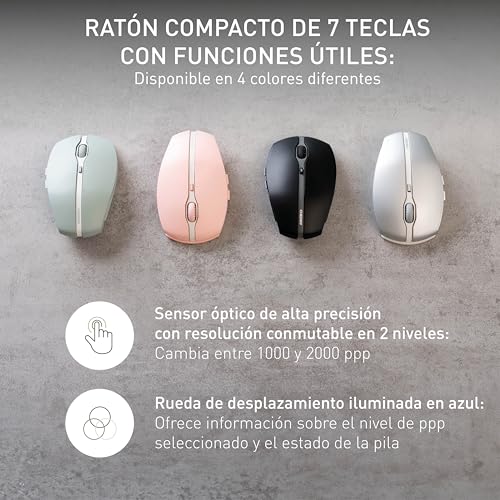 Ratón inalámbrico Bluetooth CHERRY GENTIX BT multidispositivo con precisión conmutable a pilas 6
