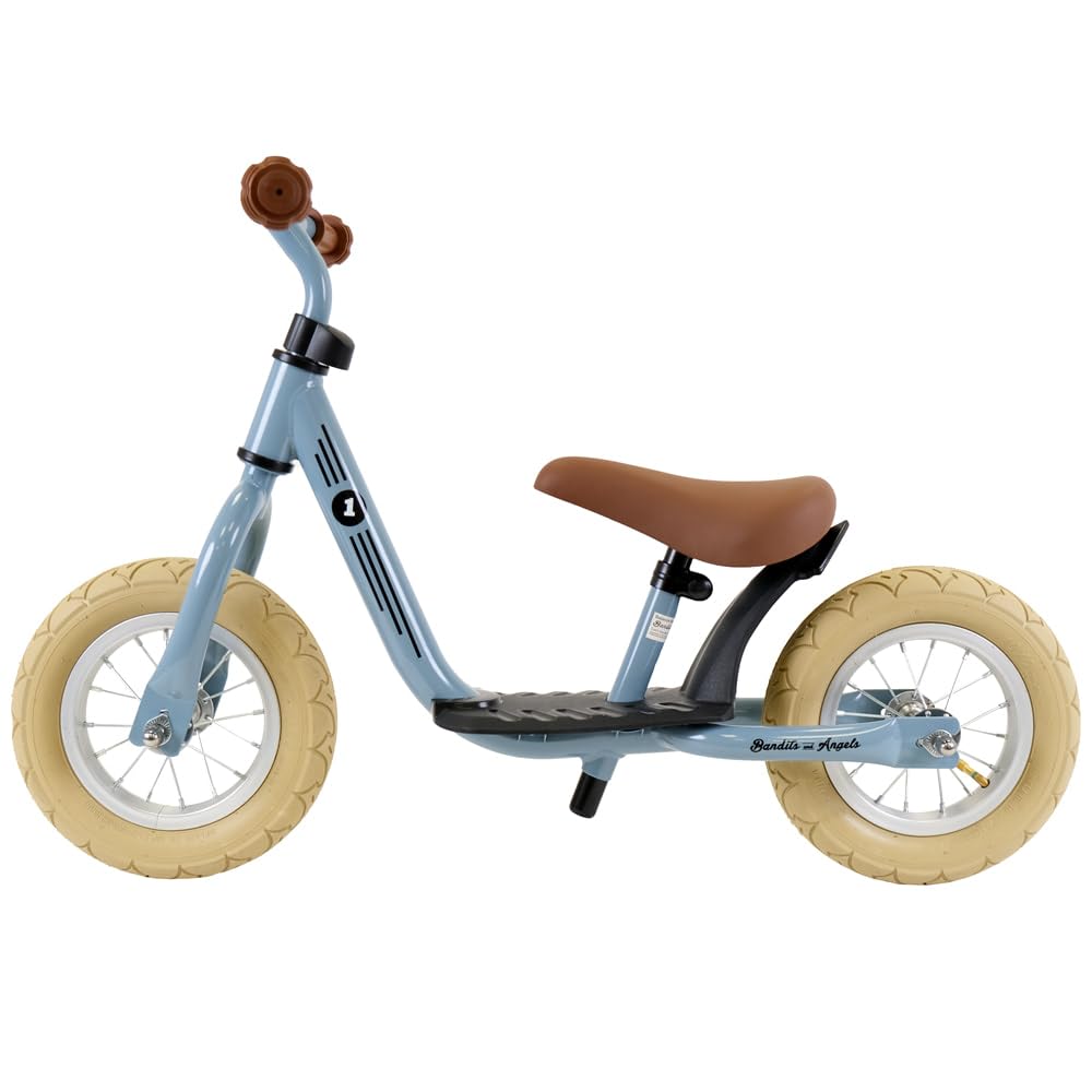 Bandits & Angels Metall-Laufrad Starter Retro mit Trittbrett ab 2 Jahren – grünes Laufrad – Verstellbarer Sattel 29 bis 39 cm – für Jungen und Mädchen – niedriger Einstieg mit Trittbrett