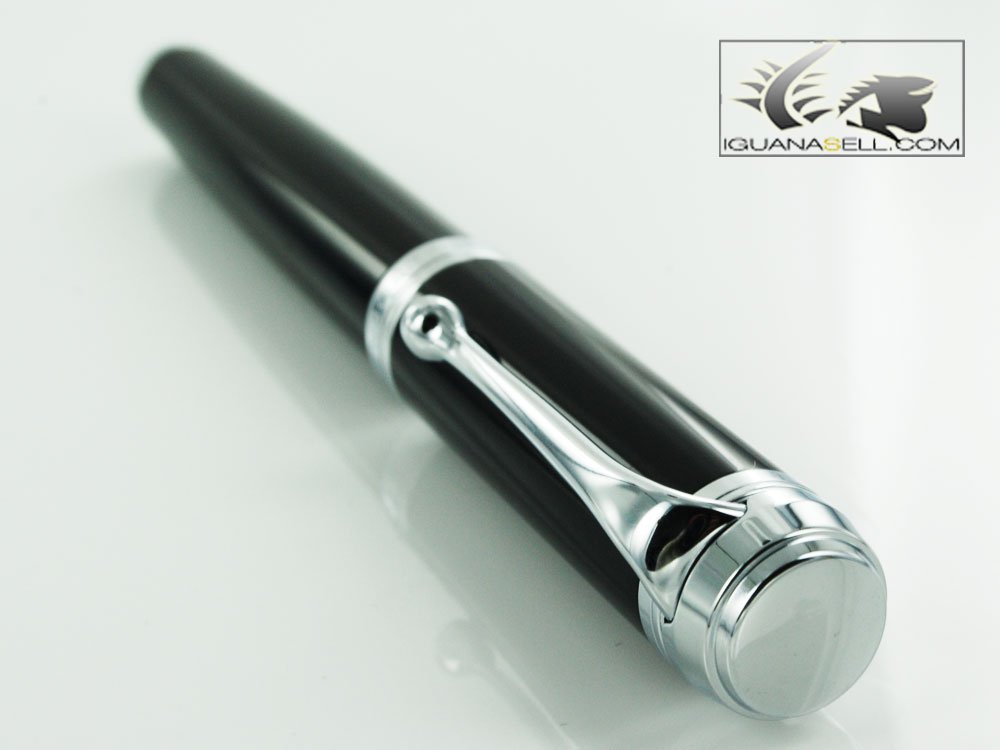 Amazon | アウロラ万年筆 タレンタム・ブラックの樹脂ボディとクロム箔