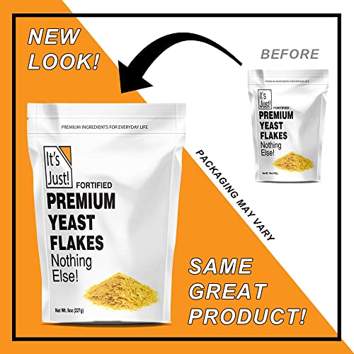 It's Just - Yeast Flakes, Nutritional Yeast, Premium Fortified, Nooch, Vegan Cheese Substitute (8 Ounces) #TOP6