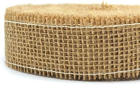 finemark 25 m x 40 mm Decorative Ribbon Jute Natural Jute Ribbon Gift Ribbon 4 cm Lattice Ribbon Made of Natural Jute Sustainable Christmas Easter Gift Packaging