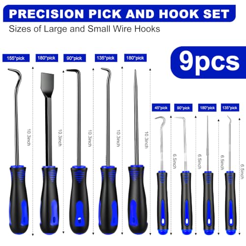 Image of 52pcs Precision Pick and Hook Tool Set, Trim Removal Tools,Clip Removal Plier Fastener Removers Set,Blue