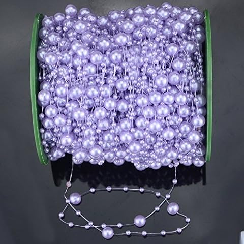 Krismile®200 Feet Roll Purple Pearl String Party Garland Wedding Centerpieces Bridal Bouquet Decoration Pearl String Bead Garland Wedding Decoration DIY Table Centerpieces Bridal Shower Party Supplies Cover