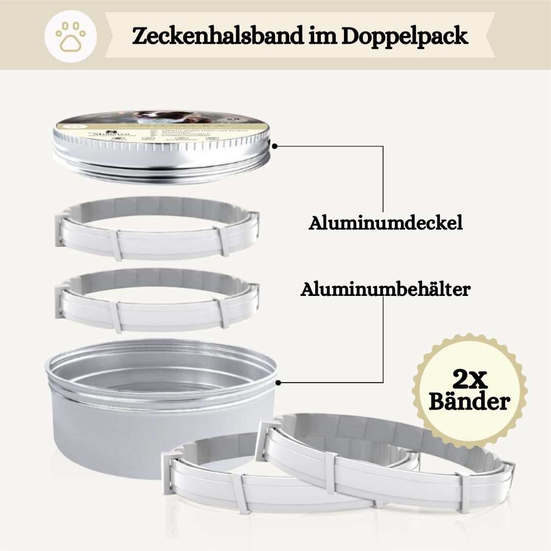 2er-Pack Zeckenhalsband für Hunde - 100% Ätherisches Öl - Wasserdicht & Verstellbar für Welpen & Hunde ab 7 Wochen - bis zu 16 Monate Schutz gegen Zecken Flöhe Mücken Läuse Sandmücken