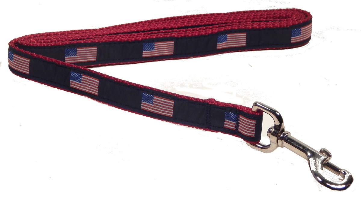 Preston Ribbons Dog Leash, American Flag, Small Dogs, 3/4 Inch Width, 6-Foot Length