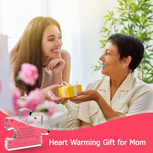 Image of VELENTI Gifts for Mom - Engraved Acrylic Block Puzzle Mom Present - Adorable Mom's Gift from Son, Daughter - Fun Christmas, Mothers Day, Birthday Gift Idea for Moms - Fancy Decoration Piece for Home