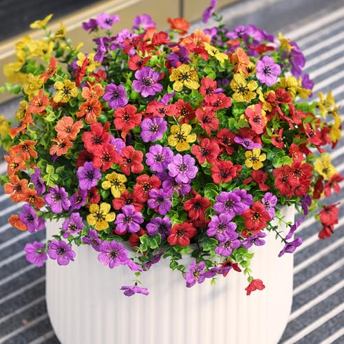 INQCMY Artificial Flowers for Outdoors Faux Plants Fake Flowers Spring