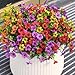 INQCMY Artificial Flowers for Outdoors Faux Plants Outdoor Fake Flowers Spring Decoration,12 Bundles Faux Silk Colorful Daisy Realistic UV Resistant for Outside Home Planter Window Porch Patio Yard