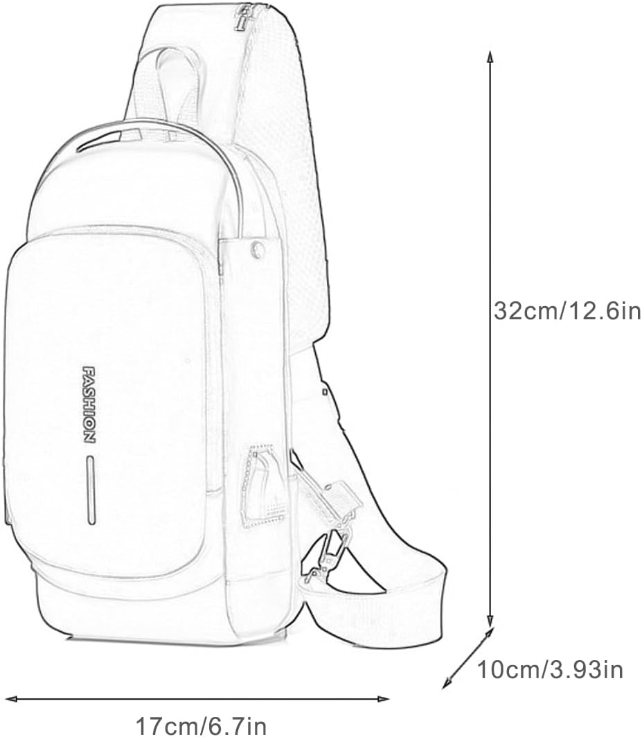 GLOOMALL Men's Crossbody Bag Fashion Chest Bags Anti Theft Sling Bag Medium Capacity PU Leather Shoulder Bag with USB Charging Port (Black Gold) - Image 2