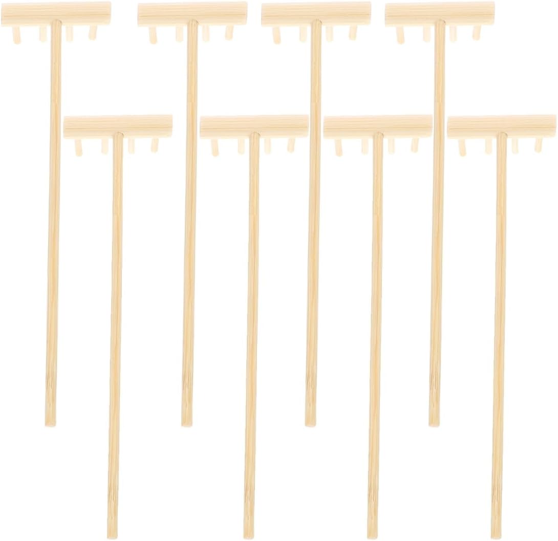 EXCEART 8Pcs Mini Bamboo Zen Garden Rake Set for Meditation and Tabletop Sand Garden Decor Small Gardening Hand Tools for Desk Sand Play and Zen Accessories