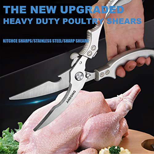 Andong Poultry Shears Heavy Duty Professional,Kitchen Scissors Heavy Duty Dishwasher Safe,Kitchen Shears Heavy Duty Spring Loaded,Andong Utility Scissors Multipurpose Stainless Steel Meat Scissors+Sheath thumb #1