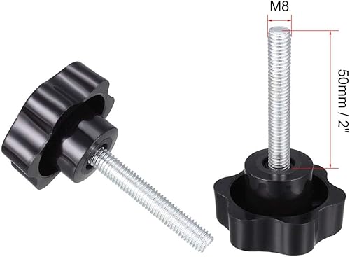 Vista 21 de uxcell Pomo de tornillo de sujeción, 1.496 in de diámetro con forma hexagonal de ciruela, perilla de estrella M8 x 1.181 in, rosca macho, 4