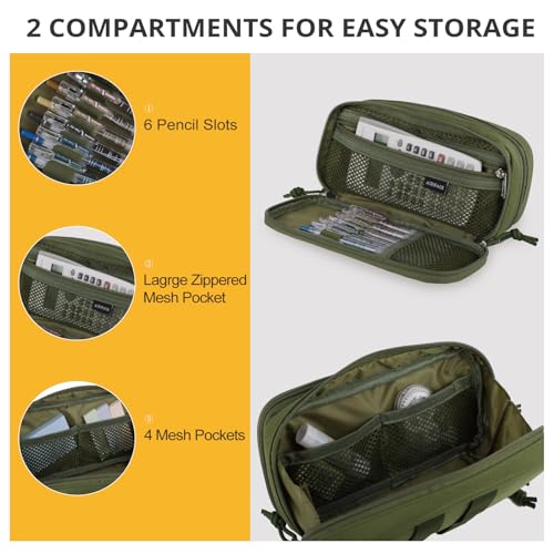 Image of ATRIPACK Tactical Pencil Case for Boy,Large Capacity Pencil Pouch,Marker Organizer Case Pen Box, Tool Bag Desk Organizer for School College Office Organizers for Kids Men Women Adult Teens(Green)