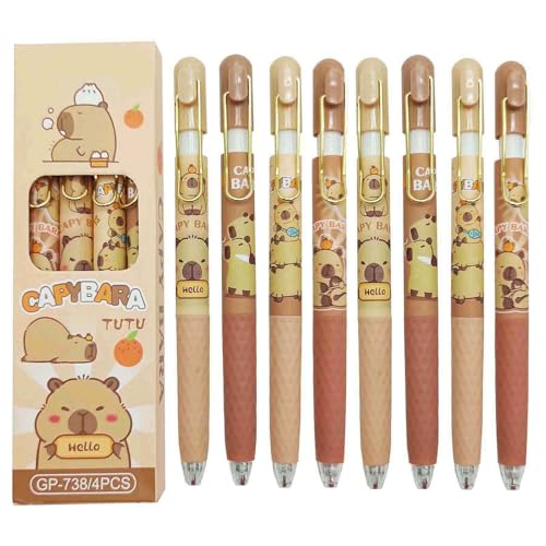 8 bolígrafos gel retractiles diseño capibara tinta negra 0.5 mm