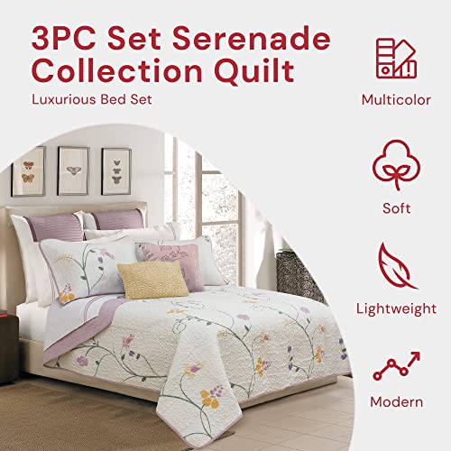 Safdie & Co. 60113.3Dq.15 Serenade Collection Quilt 3Pc Set Full/Double Queen, Multicolor #TOP1