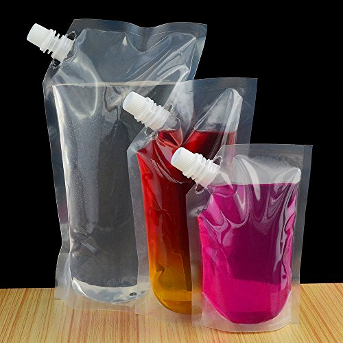 Wobe 9pcs Plastic Liquor Pouch Drinks Flasks, Concealable Drinking Flasks Cruise Bag Kit 230 ml 420 ml 1000 ml with Funnel Clear Foldable Undetectable Water Bottle for Spirits Booze Alcoho - Thumbnail 4