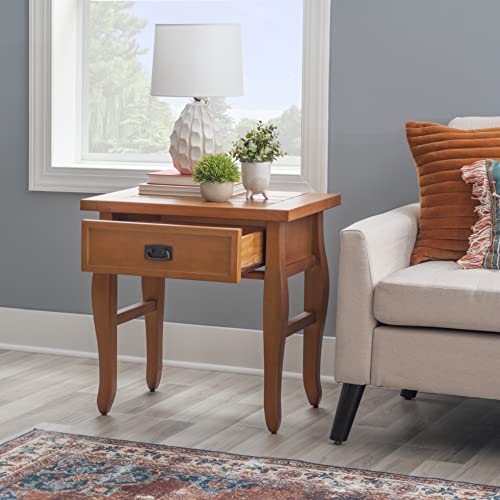Linon 76057Ant01U Antique Finish Santa Fe End Table, Brown Brown End, 17.99"D X 24.02"W X 24.02"H #TOP3