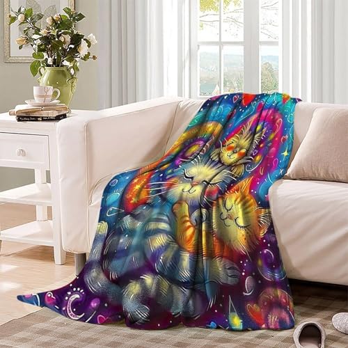 Couverture de lit en microfibre douce imprimée 3D chat 200x230 cm