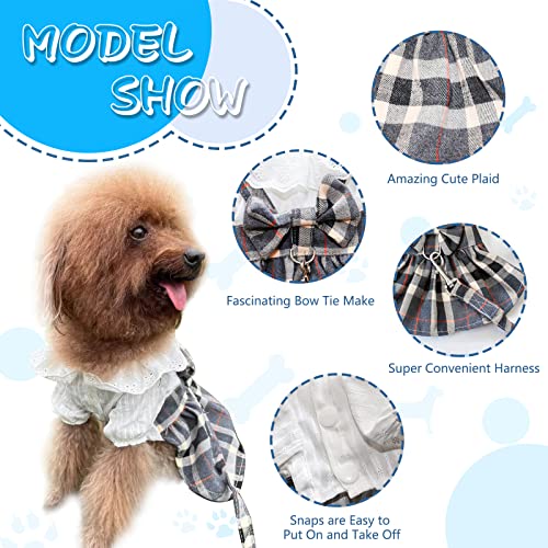 Gyuzh Dog Dress With Dog Leash,Dog Dresses For Small Dogs Puppy Cat Dress Summer Dog Bowknot Skirts Cowboy Plaid Lace Dog Dress Clothes For Small Dogs Girl #TOP3