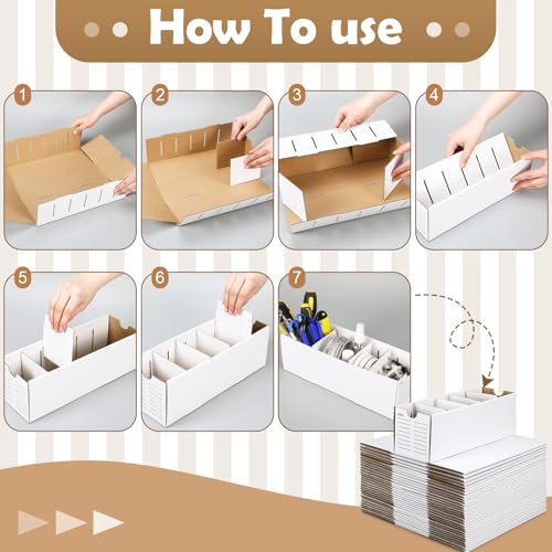Image of Teenyyou 30 Sets Cardboard Parts Bins Boxes Kraft Cardboard Storage Bins with Dividers for Parts Shelves Stem Project Online Store Inventory Organized(White,12 x 4 x 4 Inches) (Pack of 2)
