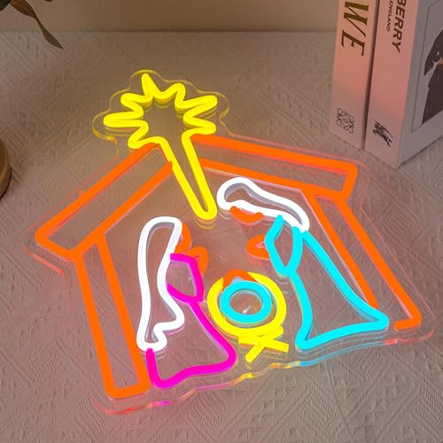 Image of Nativity Neon Sign Christmas Neon Light for Wall Decor