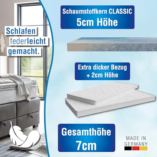 ARBD Kaltschaum Topper 160x200 cm – 7cm Matratzentopper H2 weich – orthopädische Matratzenauflage für alle Matratzen & Betten – atmungsaktiv, ergonomisch & Allergiker geeignet